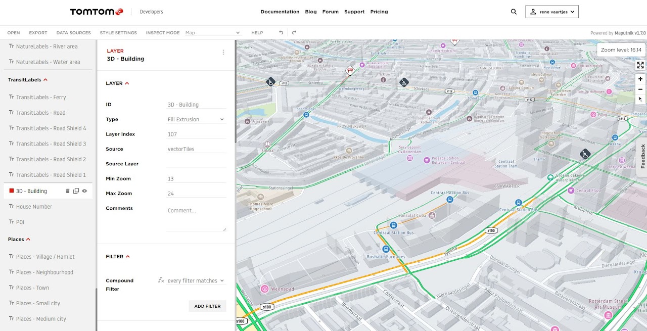 Cartografie map design TomTom Street Light Map